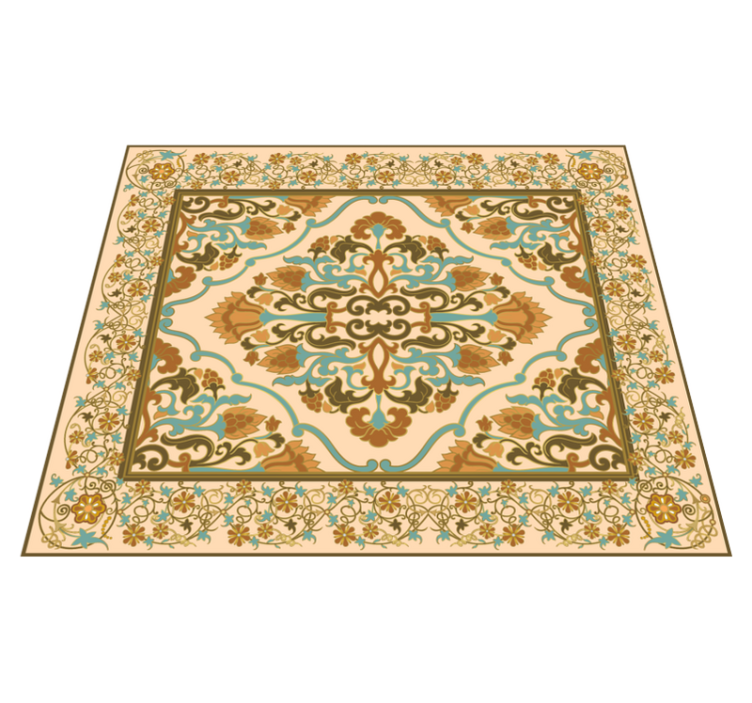 Tapis vinyle salle à manger motif mandala beige - TenStickers