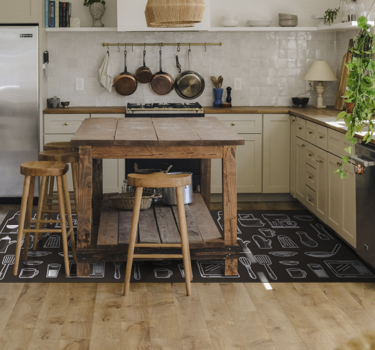 Tapis vinyle cuisine dessins d'ustensiles - TenStickers