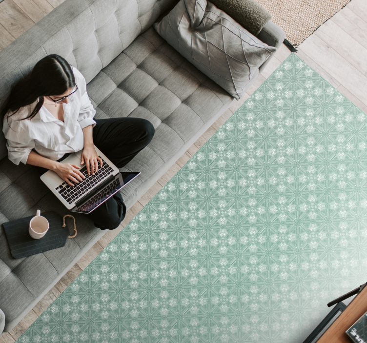 Tapis vinyle chambre motifs vert menthe - TenStickers