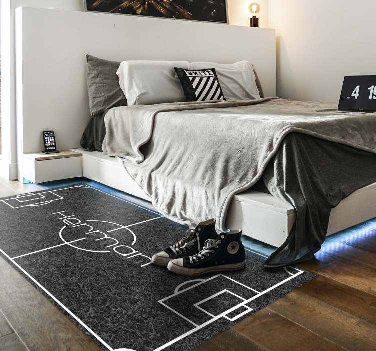 Tapis vinyle jeux terrain de football avec nom - TenStickers
