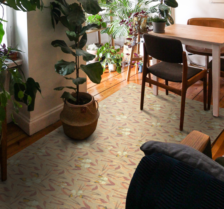 Tapis vinyle salon ensemble à motifs floraux - TenStickers