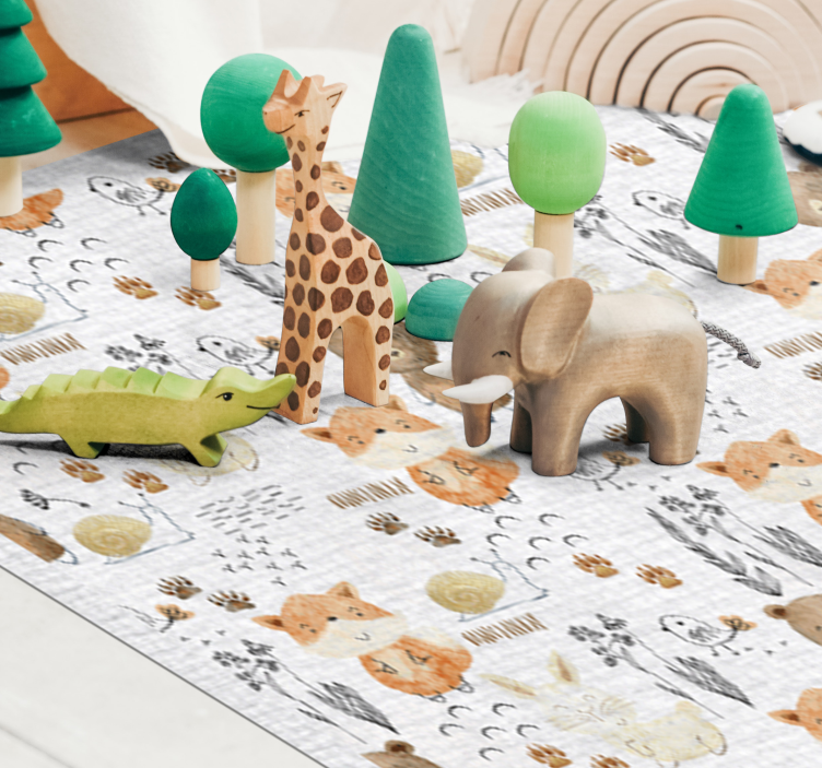 Tapis vinyle pour enfants amis animaux heureux - TenStickers