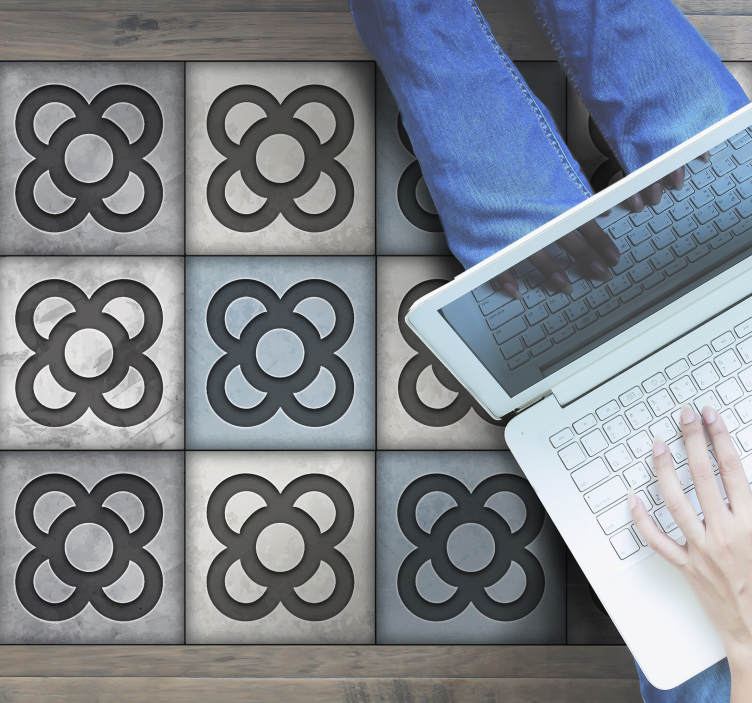 Tapis vinyle carreaux de ciment motif de tuiles ornementales - TenStickers