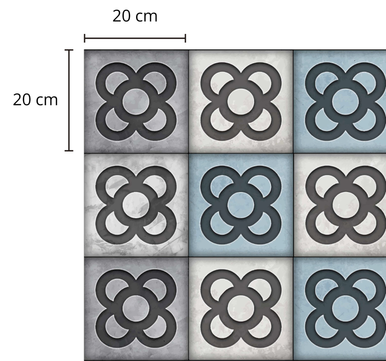 Tapis vinyle carreaux de ciment motif de tuiles ornementales - TenStickers