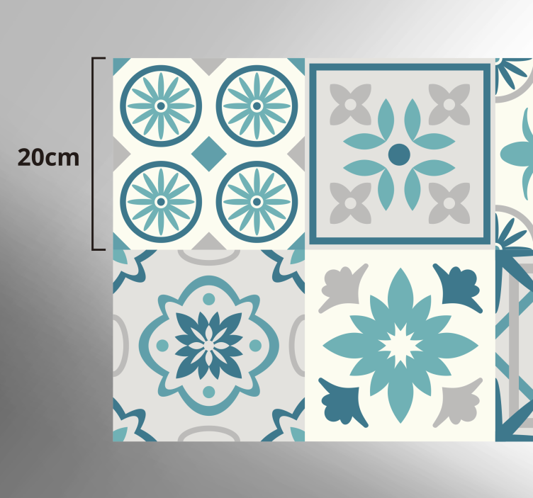 Tapis vinyle carreaux de ciment turquoise - TenStickers