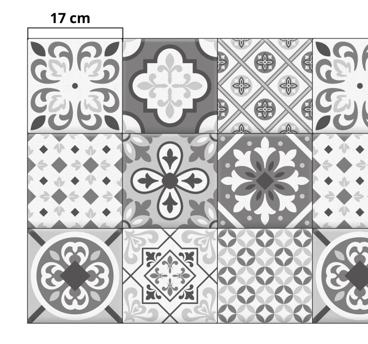 Tapis vinyle cuisine carreaux de ciment couleur grise - TenStickers