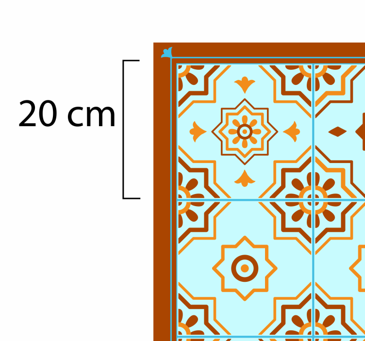 Tapis vinyle cuisine carreaux de ciment orange et bleus - TenStickers