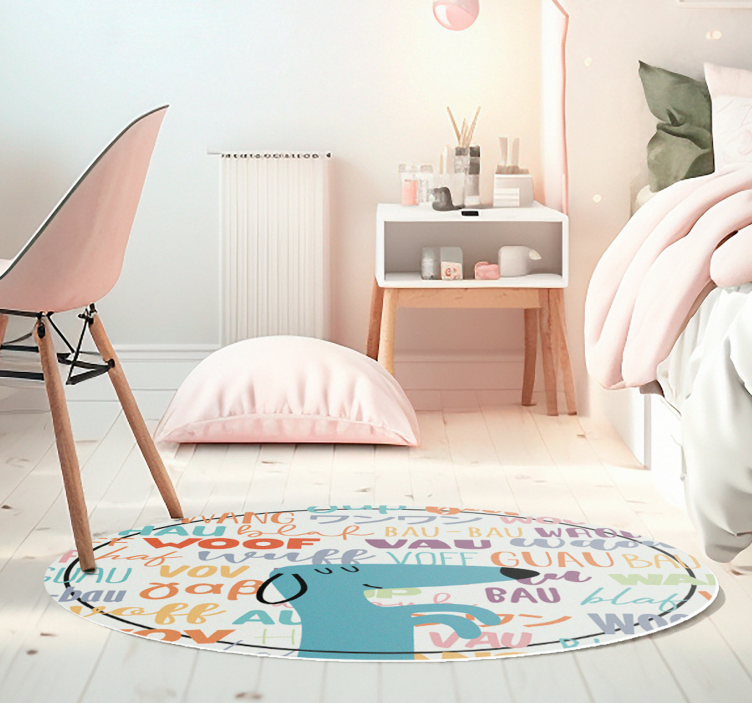 Tapis vinyle rond aboiements de chien - TenStickers