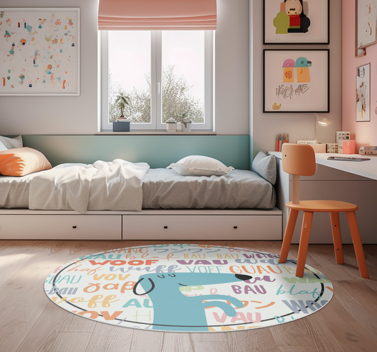 Tapis vinyle rond aboiements de chien - TenStickers