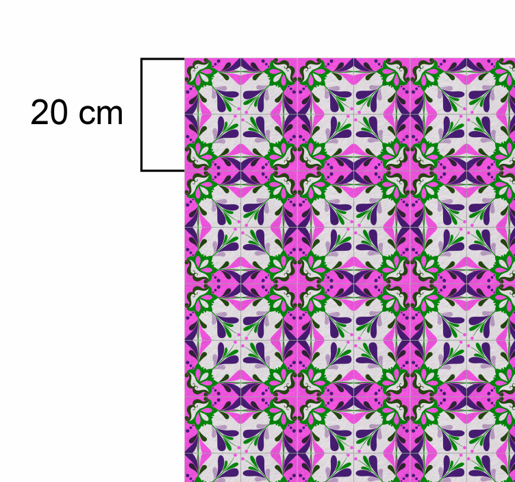 Tapis vinyle rétro carrelage hydraulique rose - TenStickers