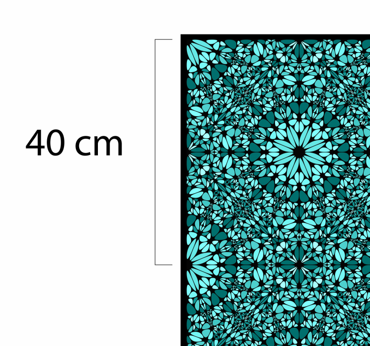 Tapis vinyle turquoise tableau floral géométrique - TenStickers
