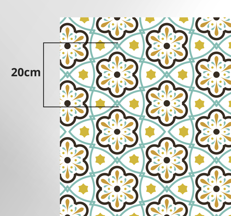 Tapis vinyle cuisine carreaux motif inspiration florale - TenStickers
