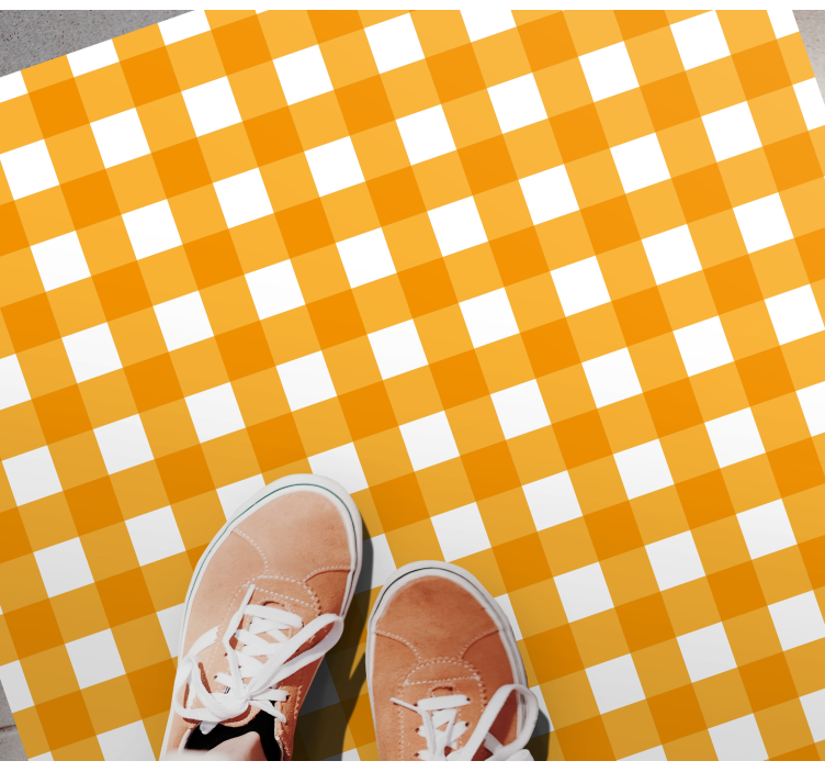Tapis vinyle cuisine motif à carreaux orange - TenStickers