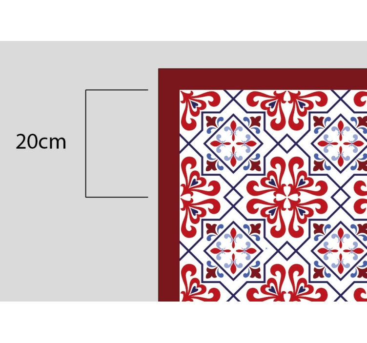 Tapis vinyle carreaux de ciment rouge bleu - TenStickers