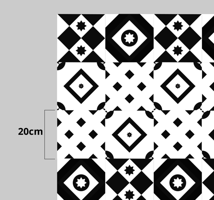 Tapis vinyle cuisine formes géométriques monochromes - TenStickers