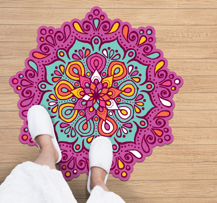 Tapis en vinyle floral mandala - TenStickers
