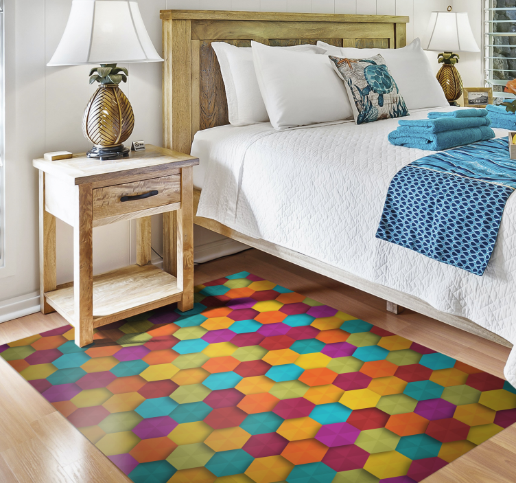 Tapis vinyle géométrique motif hexagonal coloré - TenStickers