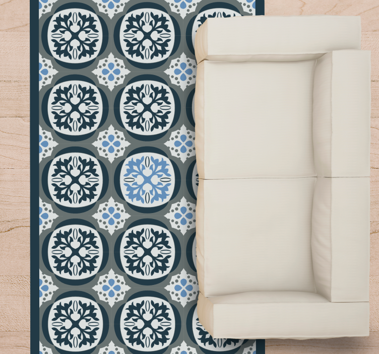 Tapis vinyle carreaux de ciment dalles florales élégantes - TenStickers