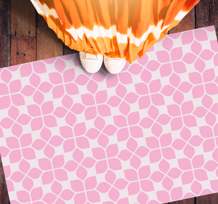 Tapis mosaique vinyle carrelage floral rose - TenStickers