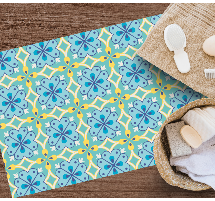 Tapis vinyle carreaux de ciment éléments florissants - TenStickers