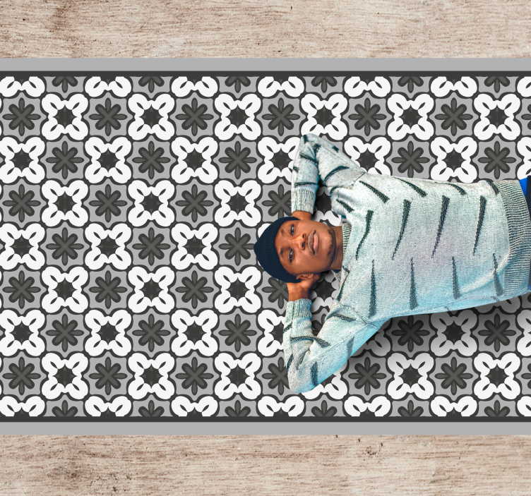 Tapis mosaique vinyle motif floral classique - TenStickers