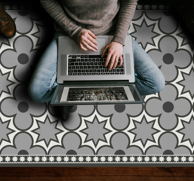 Tapis vinyle carreaux de ciment style motif étoile - TenStickers