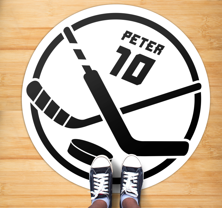 Tapis vinyle avec nom Texte personnalisé de hockey sur glace - TenStickers