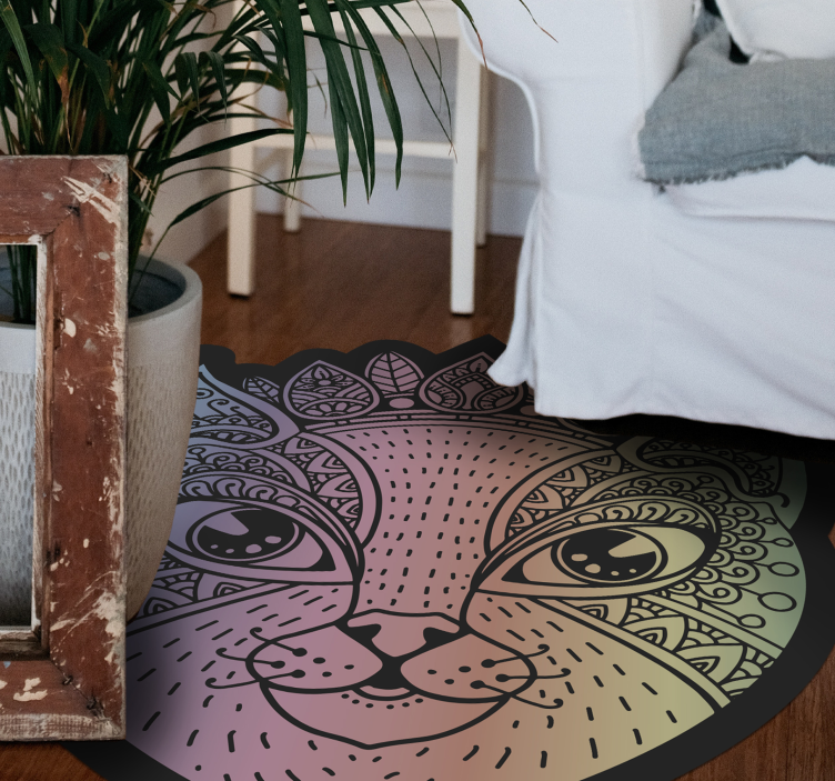Tapis vinyle animal illustration de chat mandala - TenStickers