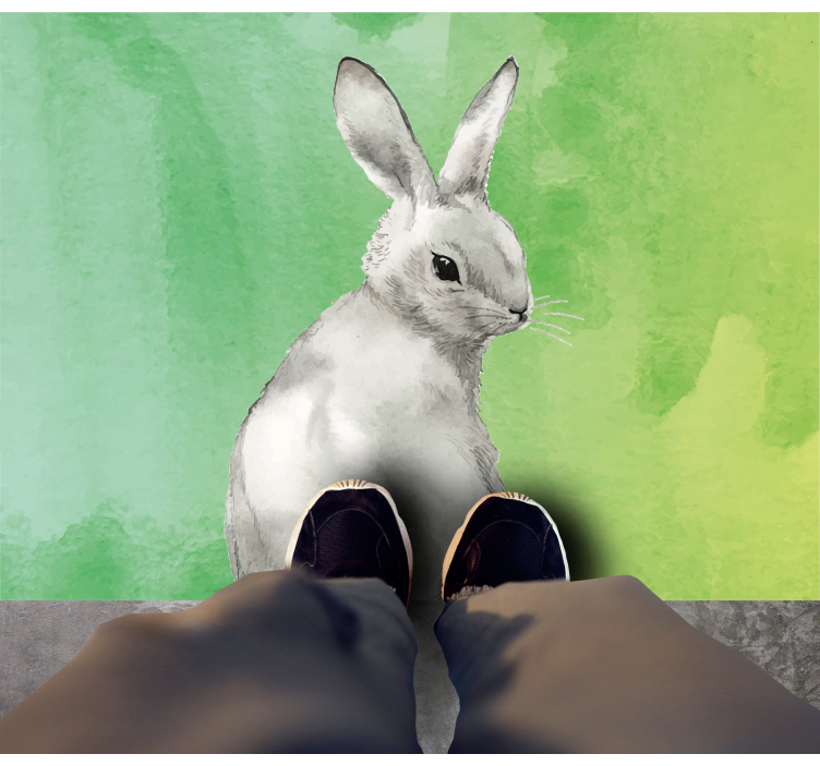 Tapis vinyle animal fond vert lapin - TenStickers