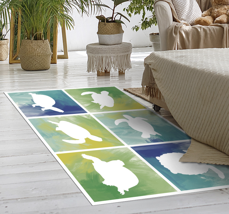 Tapis vinyle animal mosaïque de silhouette de tortue - TenStickers
