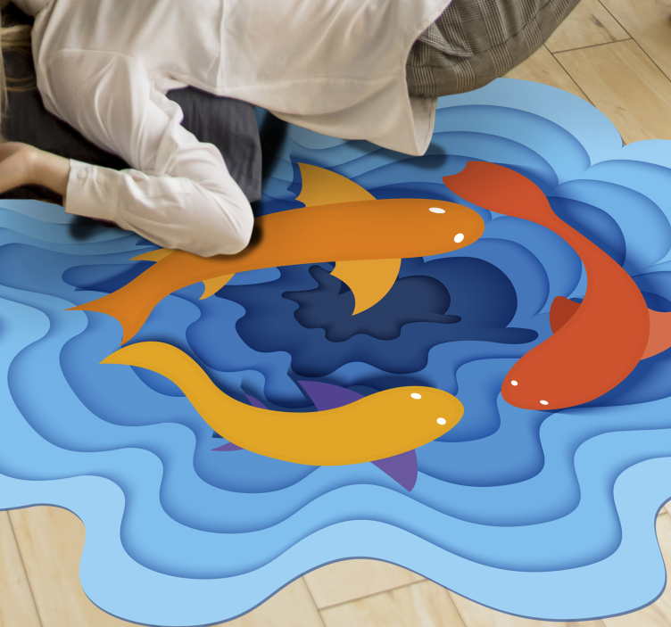 Tapis vinyle animal motif de carpe koï aquatique - TenStickers