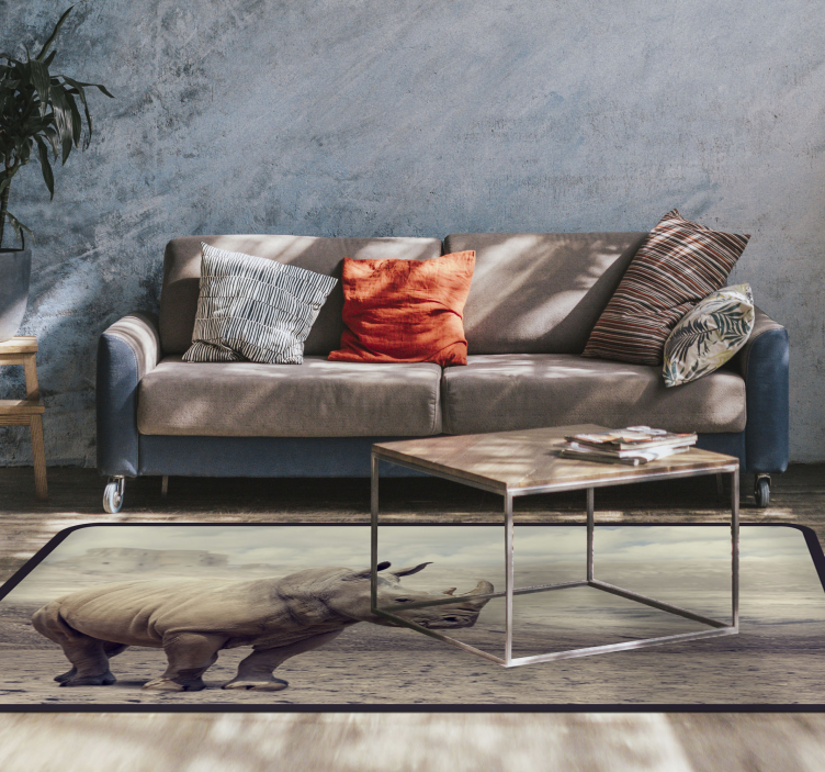 Tapis vinyle animal scène majestueuse du rhinocéros - TenStickers