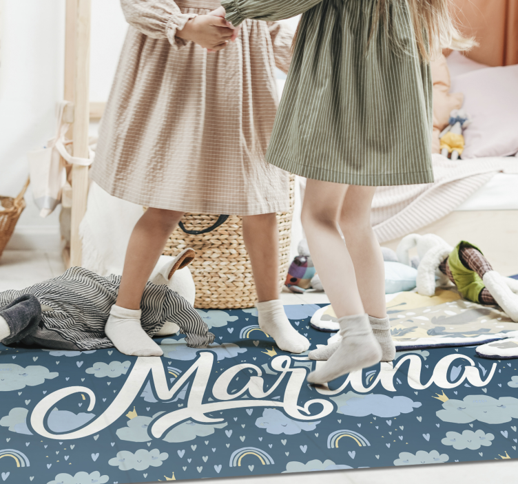 Tapis vinyle autres tapis nuages bleus avec nom - TenStickers