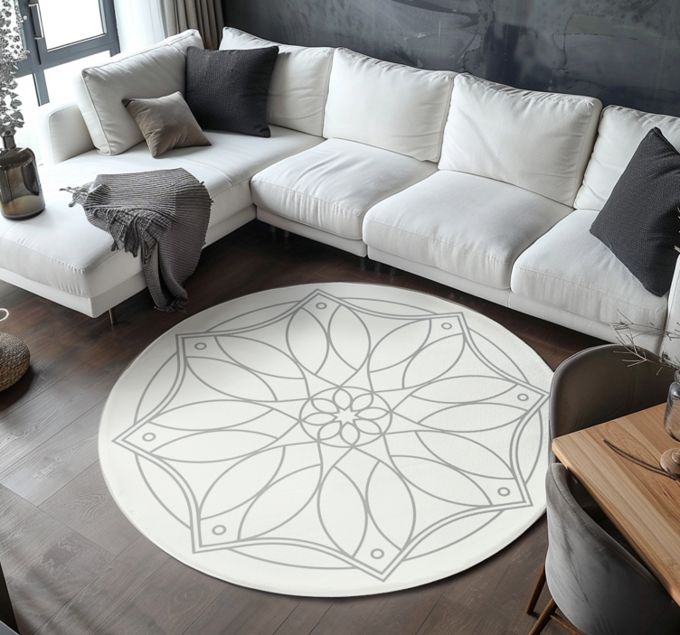 Tapis vinyle blanc conception de mandalas - TenStickers