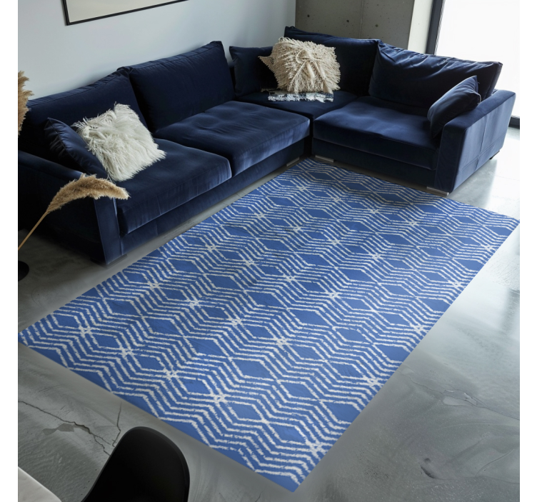 Tapis vinyle bleu motif en zigzag - TenStickers