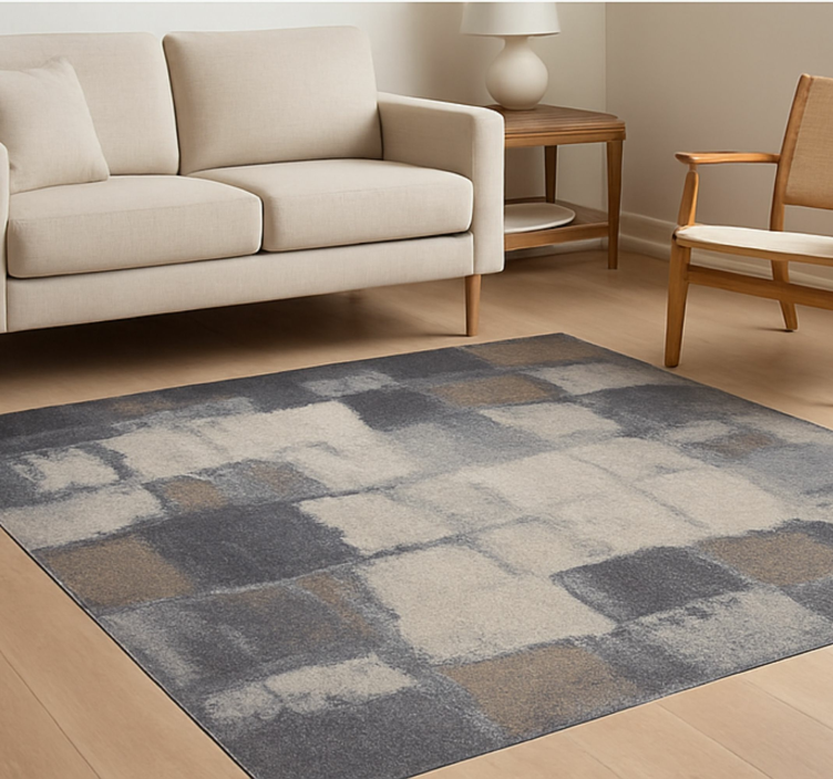 Tapis vinyle carré motif patchwork gris - TenStickers