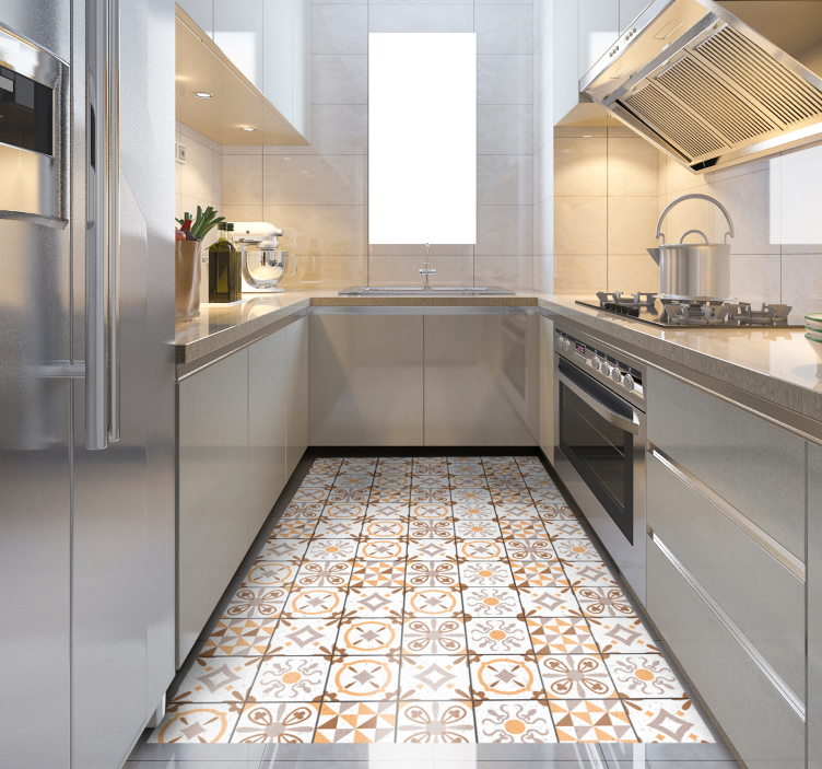 Tapis vinyle carreaux de ciment à motifs orné - TenStickers