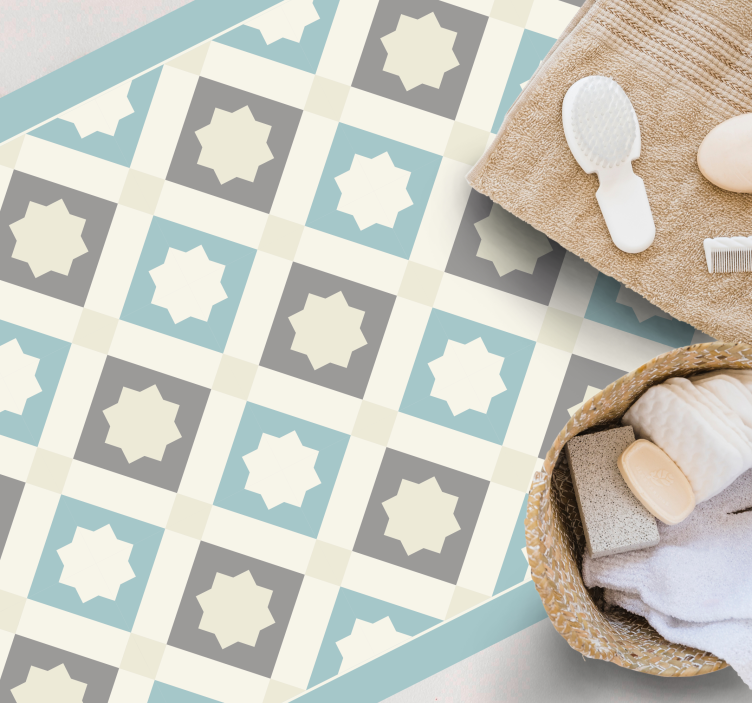 Tapis vinyle carreaux de ciment motif étoile élégant - TenStickers