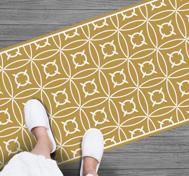 Tapis vinyle carreaux de ciment motif géométrique jaune - TenStickers