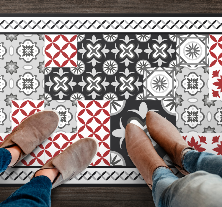 Tapis vinyle carreaux de ciment motif de carrelage complexe - TenStickers