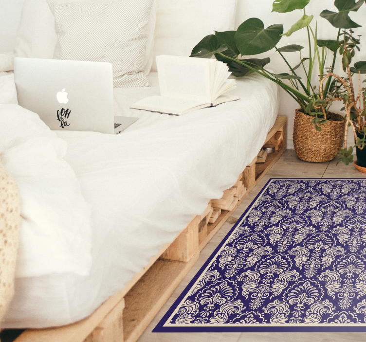 Tapis vinyle carreaux de ciment motif damassé sophistiqué - TenStickers