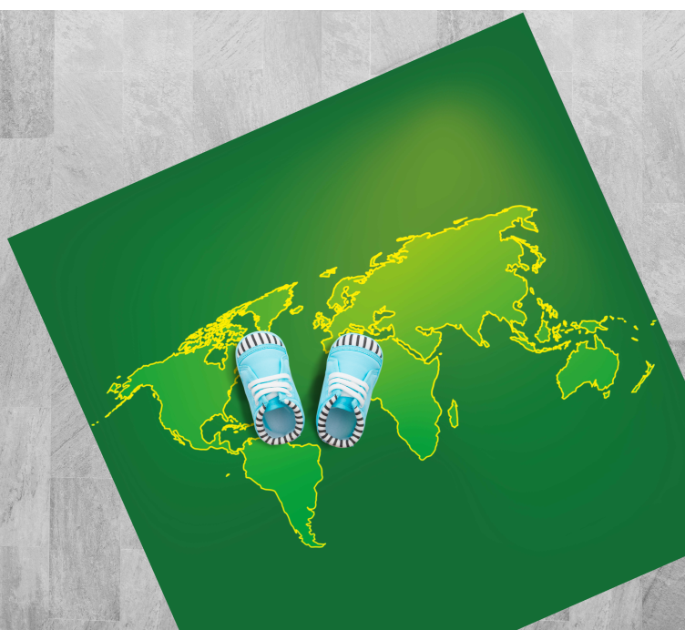 Tapis vinyle carte du monde vue sur l'univers vert - TenStickers