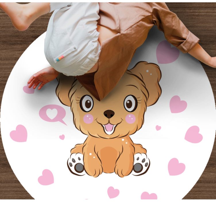 Tapis vinyle rond illustration de chiot mignon - TenStickers