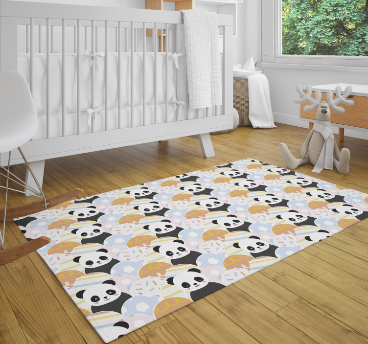 Tapis vinyle chambre bébé motif coloré de pandas - TenStickers