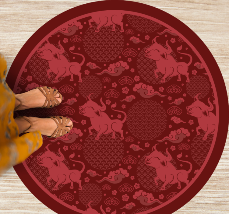 Tapis vinyle salon motif de bœuf ludique - TenStickers
