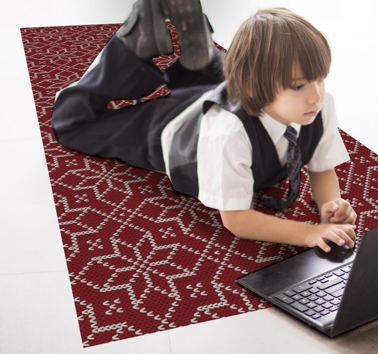 Tapis vinyle chambre bébé motif ornemental rouge - TenStickers