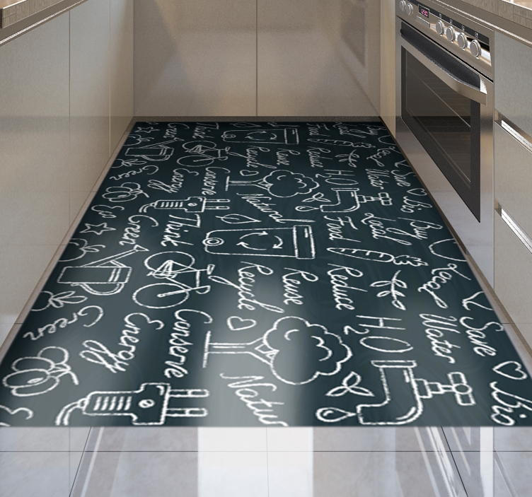 Tapis vinyle cuisine messages écologiques - TenStickers