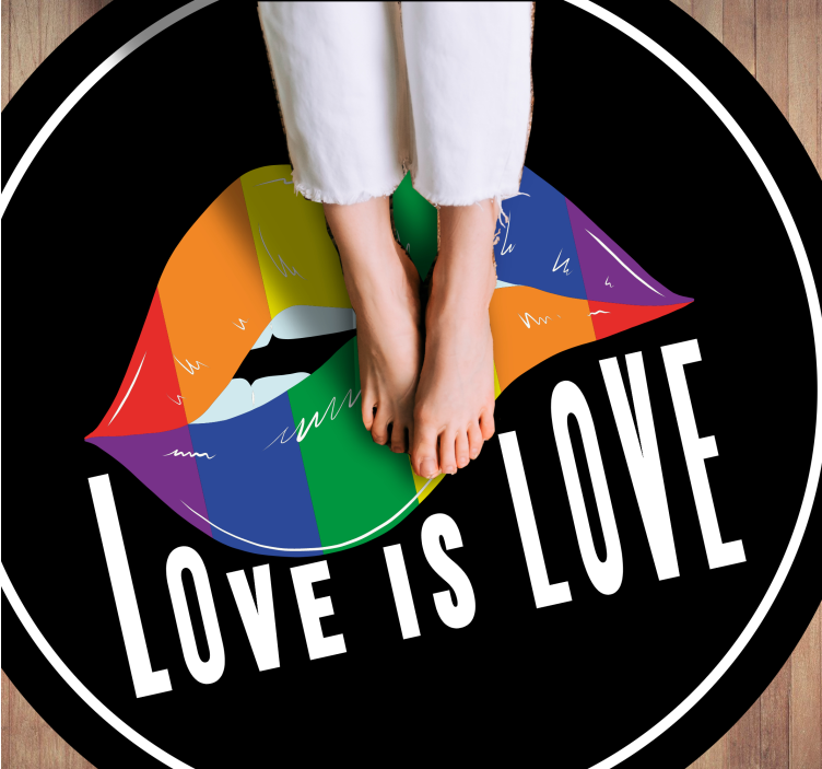 Tapis vinyle citation motif de lèvres coloré - TenStickers