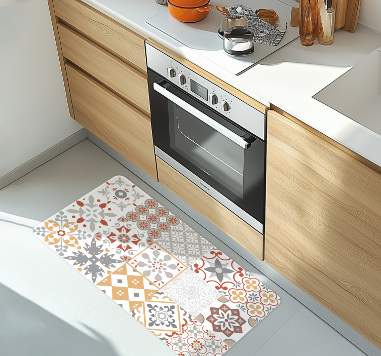 Tapis vinyle cuisine mosaïque orange - TenStickers