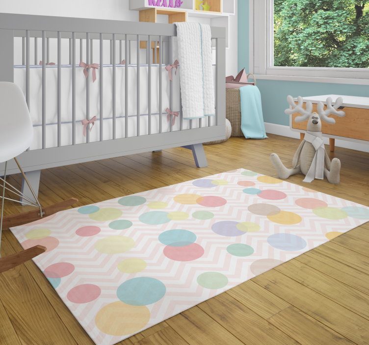 Tapis vinyle pour enfants chevron à pois colorés - TenStickers
